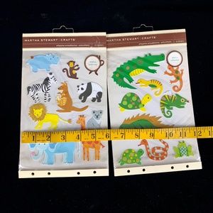 2 New Martha Stewart Stickers 2 Packages Zoo Animals and Reptiles Self Adhesive